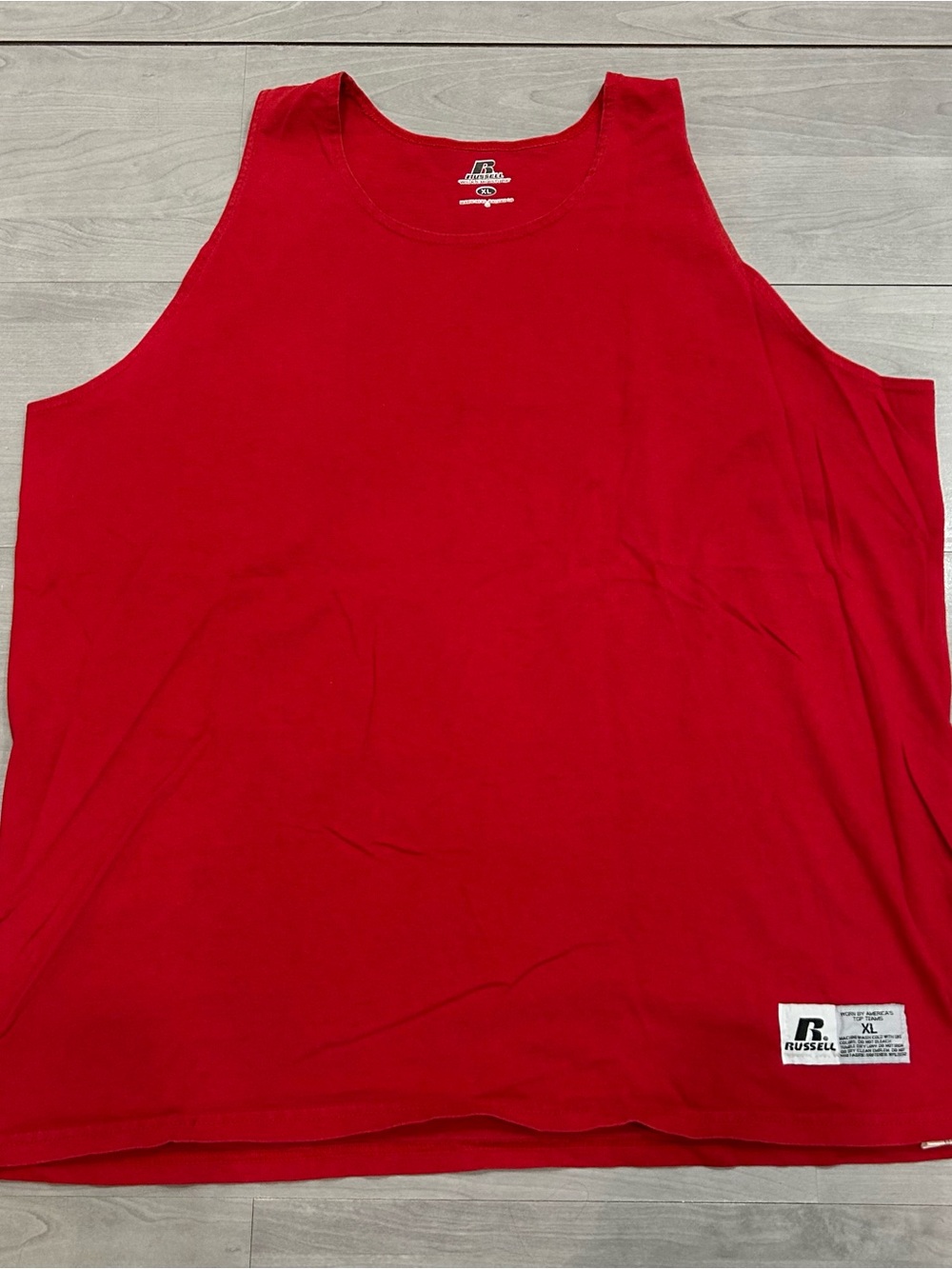 Vintage Russell Athletic Tank Top Mens XL Red Sleeveless Shirt Cotton Outdoor